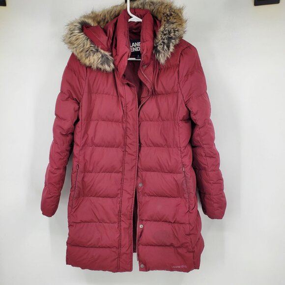 Lands' End Women's Down Long Mid Length Heavy Winter Puffer Jacket Coat Small - Picture 1 of 12